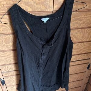 Time and Tru Black Buttoned Tank Top